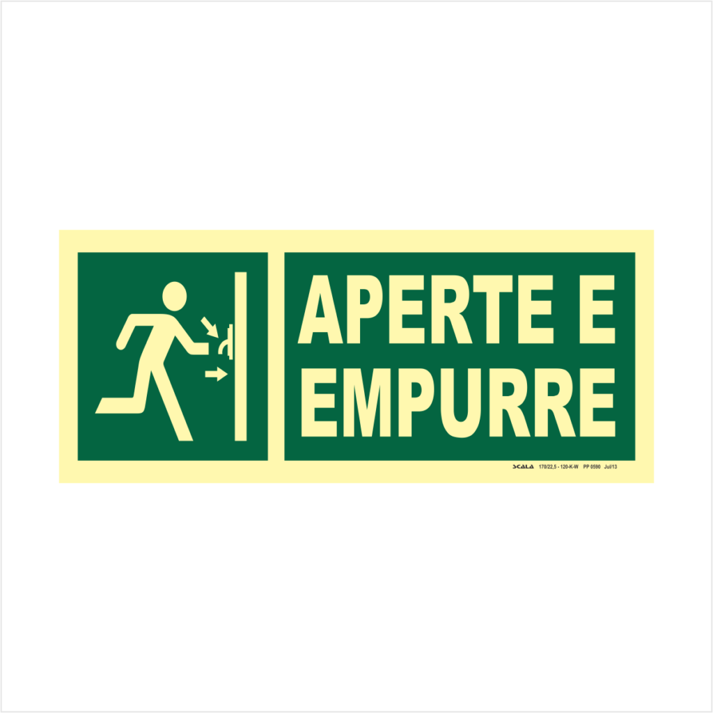 Placa de Sinalização Aperte e Empurre.