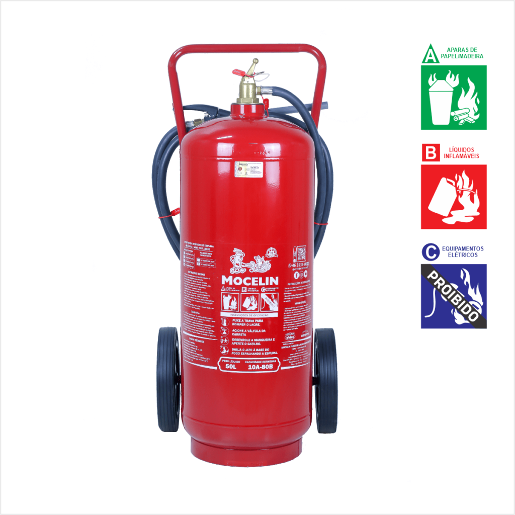 Extintor sobre rodas - 50l - Espuma Mecânica.